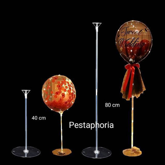 Stik Balon Transparan Set u/ Hiasan Meja / Table Base Balloon Stick Set 80 cm