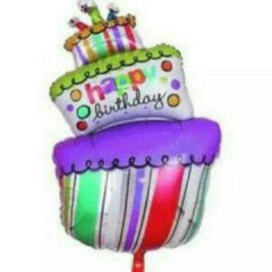 Balon Foil Happy Birthday Cake Miring Mini