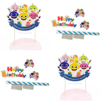 Cake Topper HBD Happy Birthday / Hiasan Kue Ulang Tahun Baby Shark