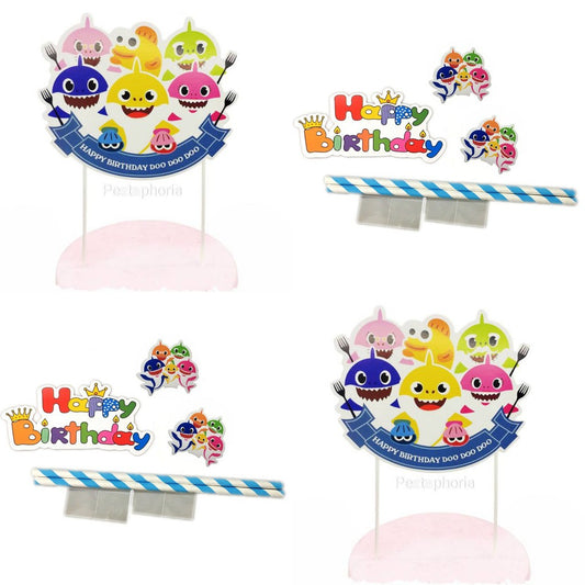 Cake Topper HBD Happy Birthday / Hiasan Kue Ulang Tahun Baby Shark