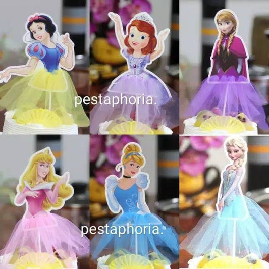 Cake Topper Princess Snow White, Sofia, Anna, Aurora, Cinderella, Elsa