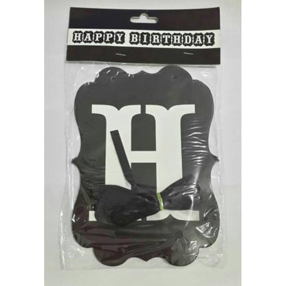 Bunting Flag / Banner Happy Birthday HBD Perisai Warna Hitam / Black