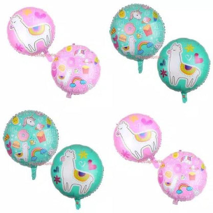 Balon Foil Bulat Alpaca Llama Double Side Size 45 cm