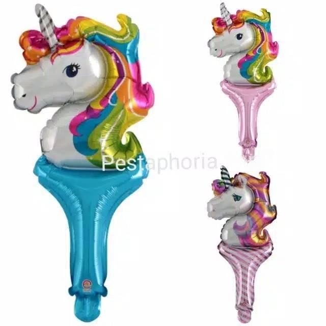 Balon Foil Pentung / Tongkat / Tenis Unicorn Head / Kepala Unicorn