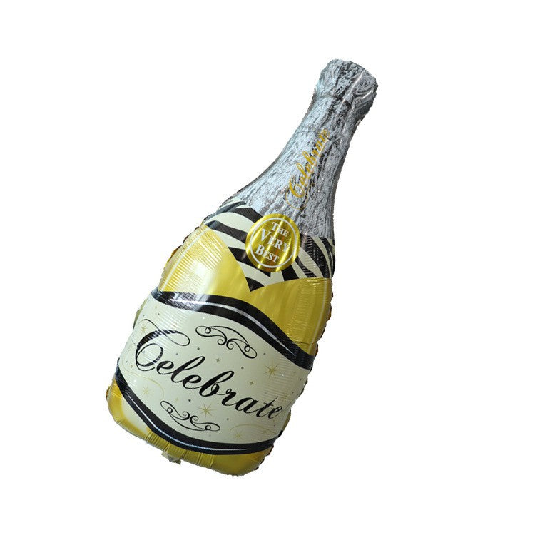 Balon Foil Bottle / Botol & Glass Champagne Jumbo / Lets Party / Cheers / Glitter Gold / Celebrate