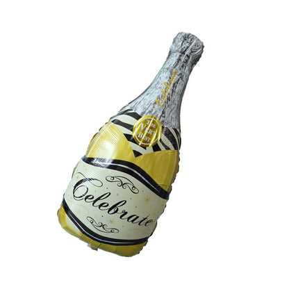 Balon Foil Bottle / Botol & Glass Champagne Jumbo / Lets Party / Cheers / Glitter Gold / Celebrate