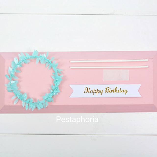 Cake Topper / Topper Kue HBD / Happy Birthday Round Leaf