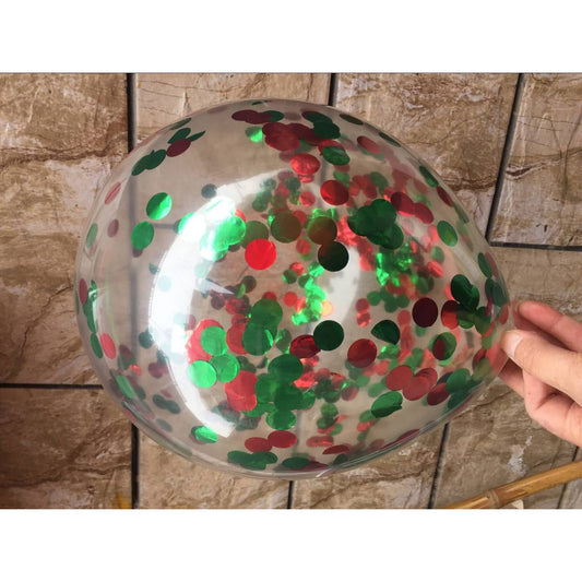 Balon Latex  / Lateks Confetti 12 inch Christmas Red Green