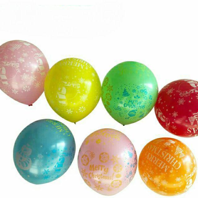 10 pcs Balon Latex / Latex Motif Natal / Merry Christmas & Happy New Year Size 12 inch