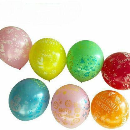 10 pcs Balon Latex / Latex Motif Natal / Merry Christmas & Happy New Year Size 12 inch