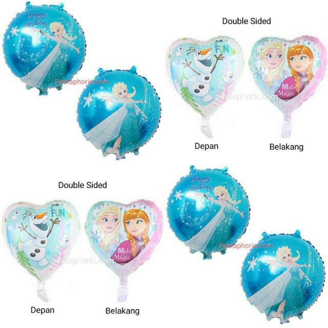 Balon Foil Happy Birthday Frozen / Elsa Olaf Anna Double Side Bulat
Size 45