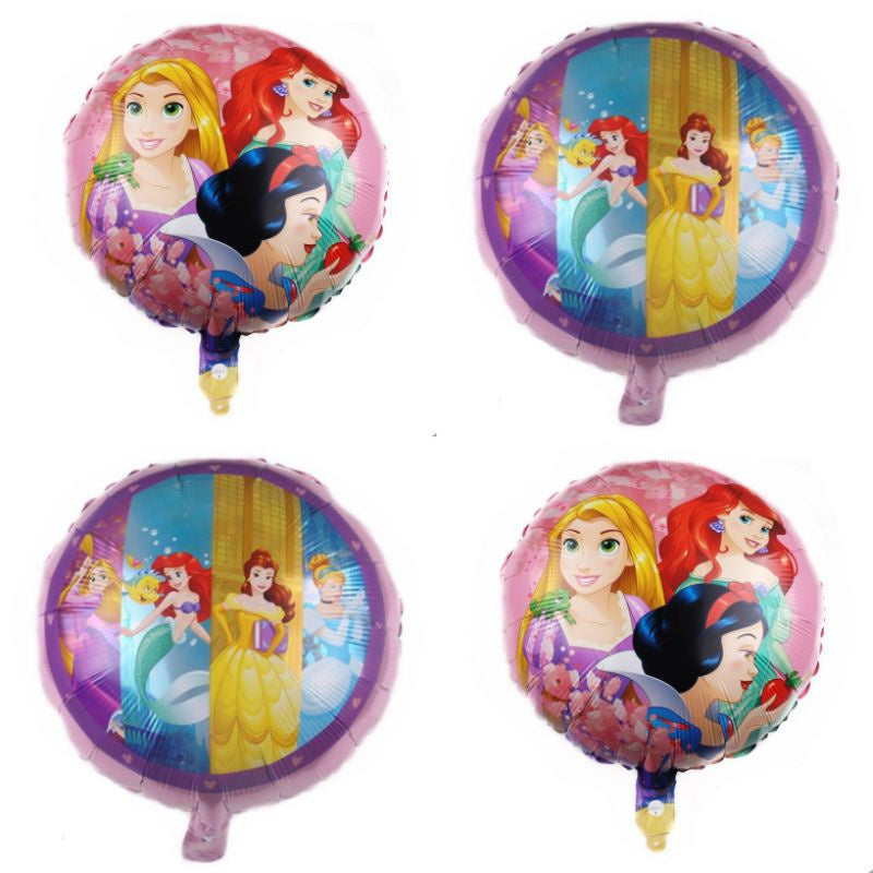 Balon Foil Bulat Dsny Princess Mix Size 45 cm