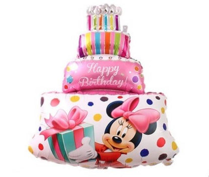Balon Foil HBD Happy Birthday Cake Mickey Minnie Size Mini