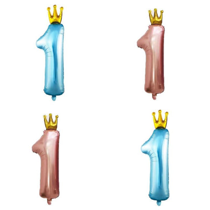 Balon Foil Angka 1 Crown Jumbo Size 90 cm