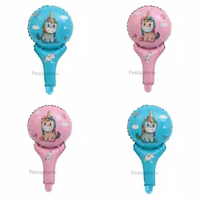 Balon Foil Pentung / Tongkat / Tenis Unicorn Bulat