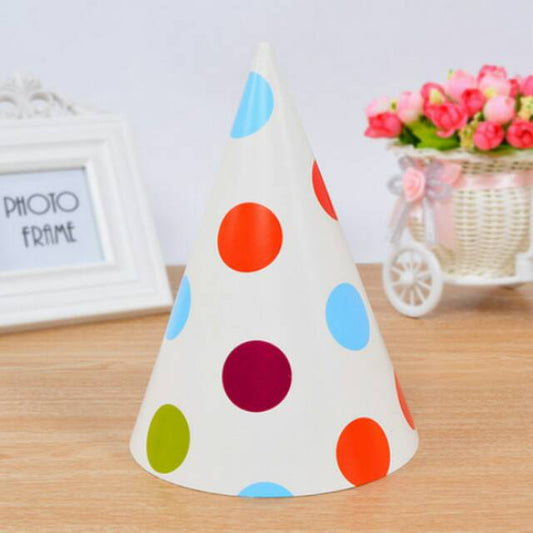 ( isi 5 pcs ) Party Hat / Topi Pesta Ulang Tahun / Ultah Motif Polkadot Warna warni