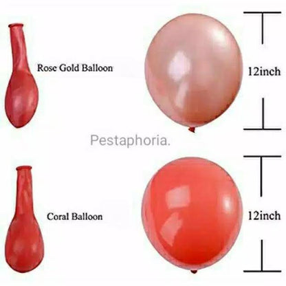 Balon Latex / Lateks Metalik 12 inch Warna Rose Gold & Coral