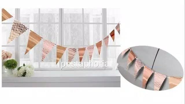 Bunting Flag / Banner Segitiga Metalik Chevron / Zigzag