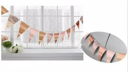 Bunting Flag / Banner Segitiga Metalik Chevron / Zigzag