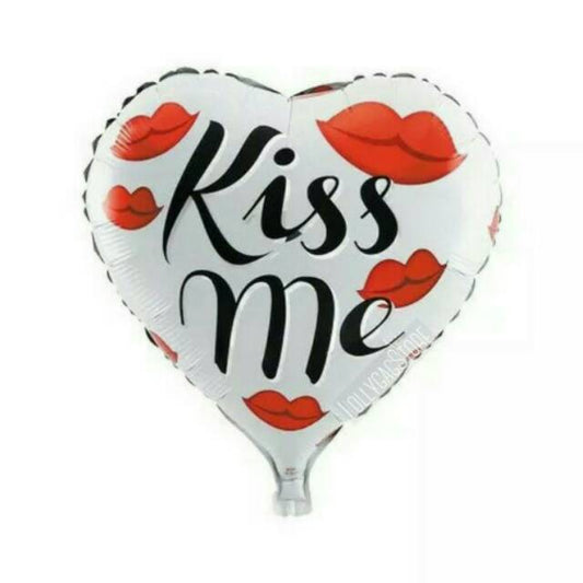 Balon Foil Hati Tulisan Kiss Me Size 18 inch ( 45 cm )