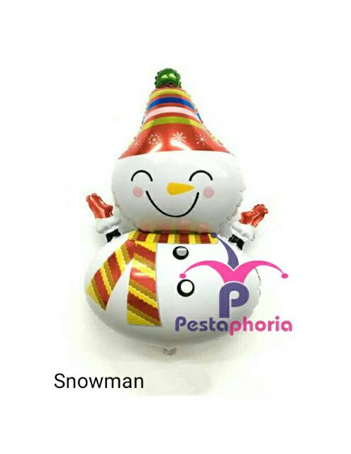 1 Set isi 5 item Balon Foil Natal Christmas Santa, Snowman, Candy Canes, Wreath