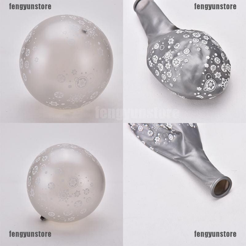 10 pcs Balon Latex Frozen Snowflake / Salju Size 12 inch