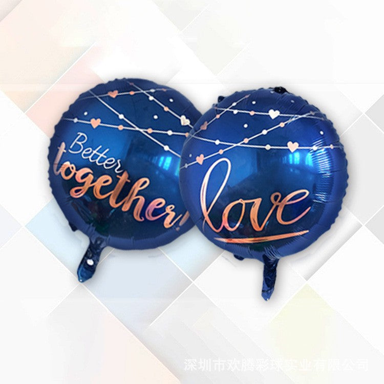 Balon Foil Bulat Love / Hati Biru Size 22 inch / 55 cm