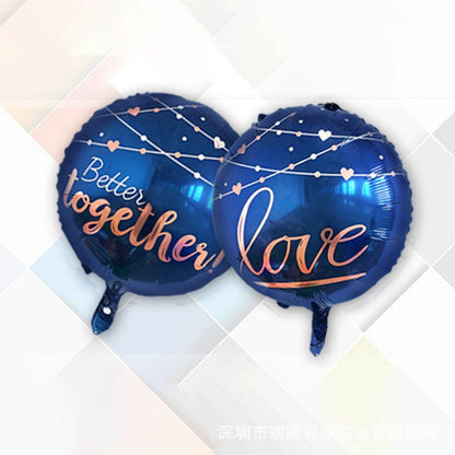 Balon Foil Bulat Love / Hati Biru Size 22 inch / 55 cm