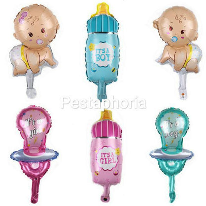 Balon Foil Bayi / Baby Boy / Baby Girl / Dot Bayi / Botol Bayi New Size Mini