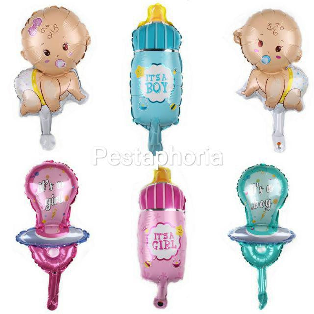 Balon Foil Bayi / Baby Boy / Baby Girl / Dot Bayi / Botol Bayi New Size Mini