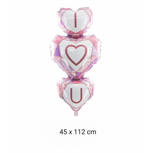 Balon Foil Triple I ❤ U / I Love You Marble Jumbo Size 112 cm