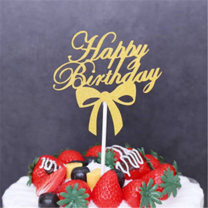 Cake Topper Happy Birthday Huruf Latin Pita Warna Gold