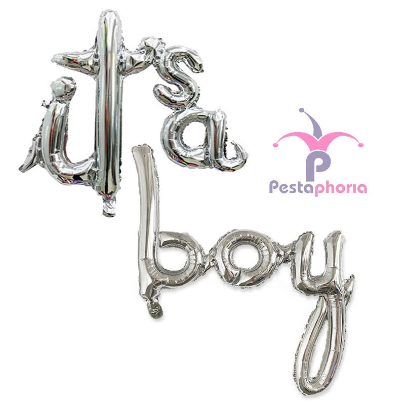 Balon Foil Huruf Latin kecil its a boy / its a girl