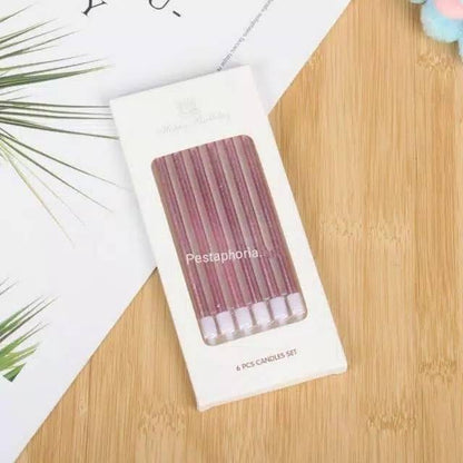 Lilin Ulang Tahun Panjang Metalik Gold / Silver / Pink / Multicolor isi 6 pcs / pack / Tall Candle
