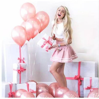 Balon Latex / Lateks Metalik 12 inch Warna Rose Gold & Coral