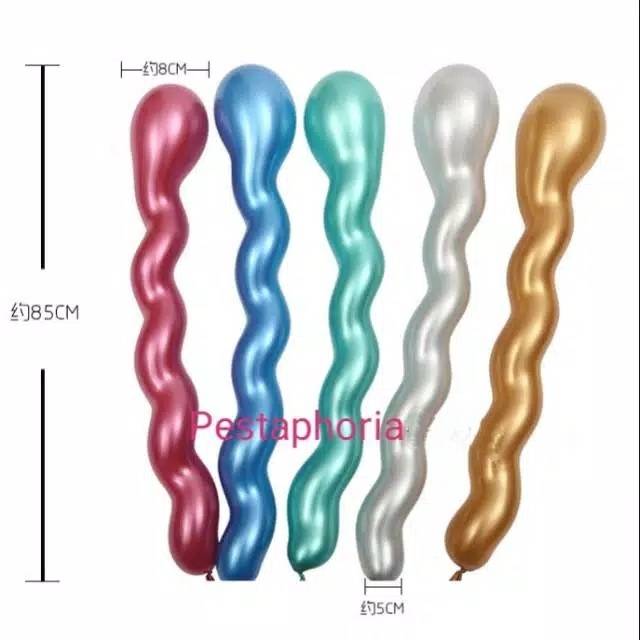Balon Latex / Lateks Spiral Chrome / Balon Twist Chrome / Balon Ulir Chrome