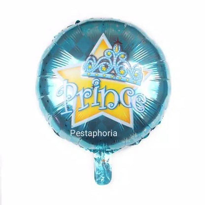 Balon Foil Bulat Tulisan Princess /Prince Size 45 cm