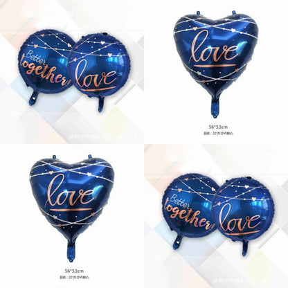 Balon Foil Bulat Love / Hati Biru Size 22 inch / 55 cm