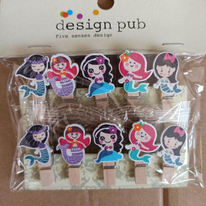Wooden Clip Set Character / Penjepit Foto Kayu Karakter Kartun / Jepitan Kayu