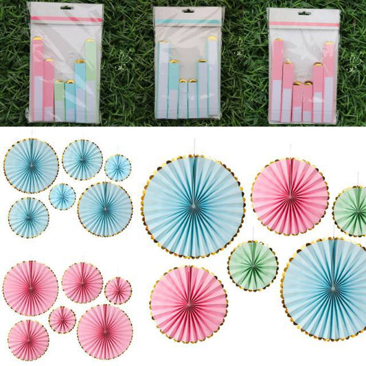 Paper Fan Dekorasi Set 6 in 1 List Gold