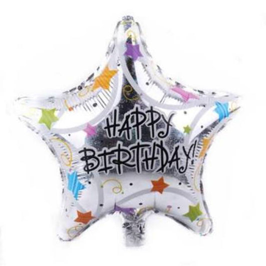 Balon Foil HBD Happy Birthday Star / Bintang Laser Size 45 cm