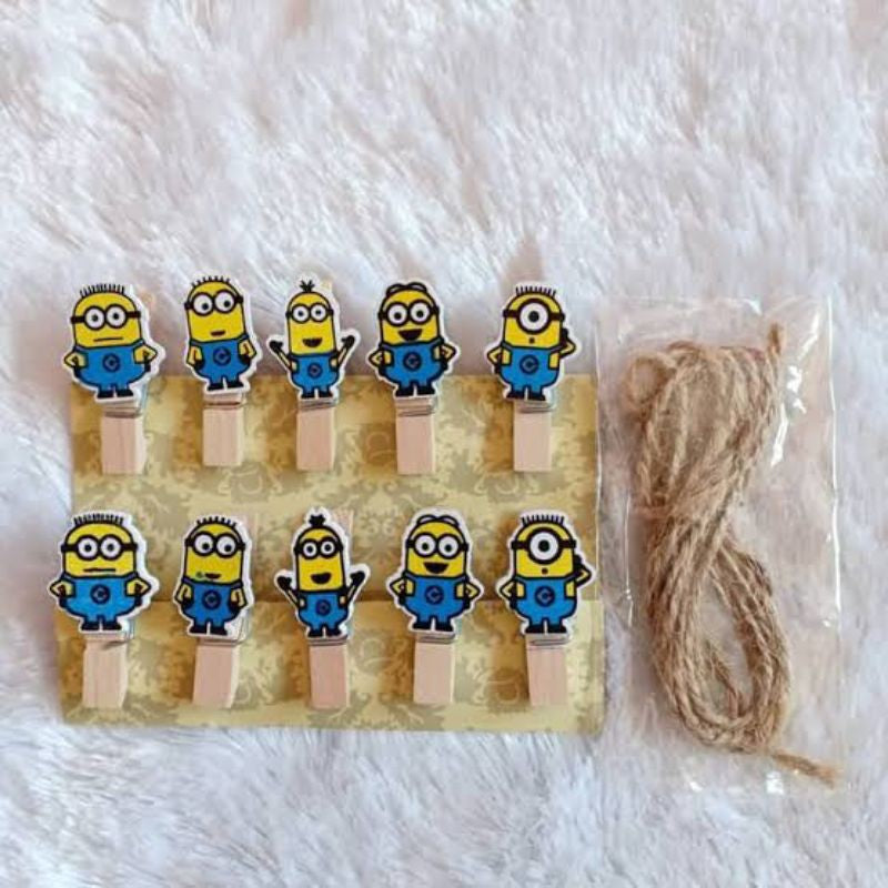 Wooden Clip Set Minion,Doraemon,Hello Kitty, My Little Pony/Penjepit Foto Kayu Karakter/Jepitan Kayu
