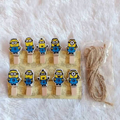 Wooden Clip Set Minion,Doraemon,Hello Kitty, My Little Pony/Penjepit Foto Kayu Karakter/Jepitan Kayu