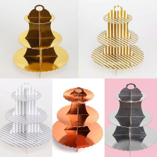 3 Tier Cupcake Stand / Cake Stand Gold & Silver