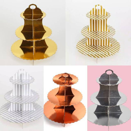 3 Tier Cupcake Stand / Cake Stand Gold & Silver