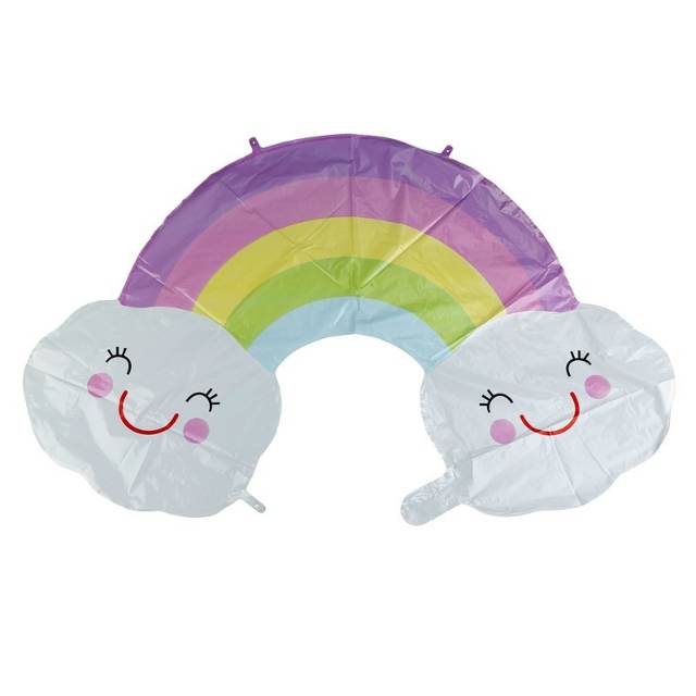 Balon Foil Cloud Rainbow Smile / Awan Pelangi Jumbo Size 91 cm
