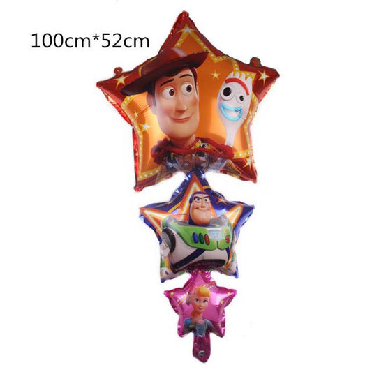 Balon Foil Toys Story 4  Triple Star Jumbo  Size 100  cm