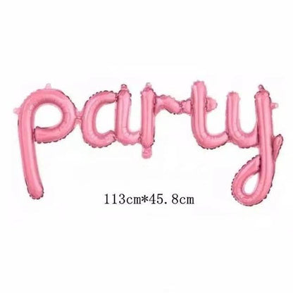 Balon Foil Huruf Latin hello party warna Baby Pink / Silver Glitter