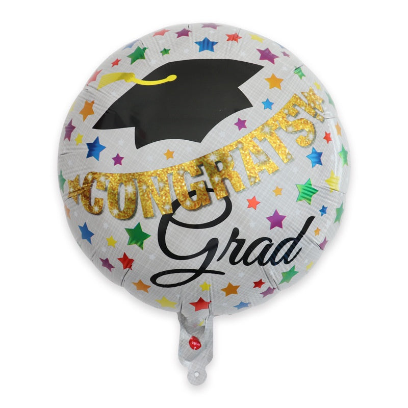Balon Foil Bulat Wisuda / Graduation / Congrats Grad Toga Daun / Toga Confetti Size 45 cm