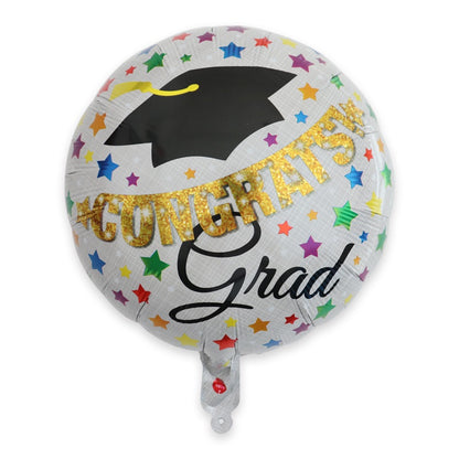 Balon Foil Bulat Wisuda / Graduation / Congrats Grad Toga Daun / Toga Confetti Size 45 cm